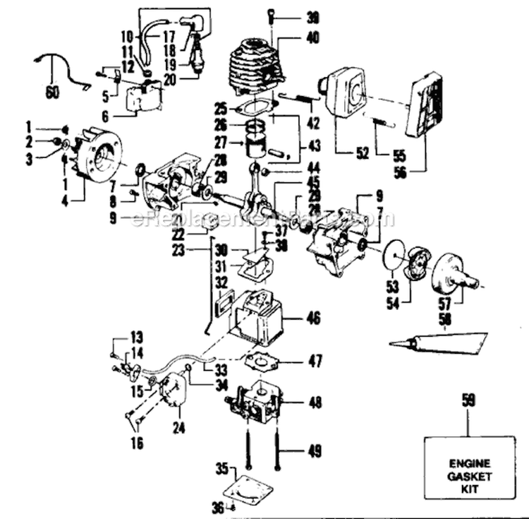 Page C Diagram and Parts List for YP130  Weed Eater Trimmer